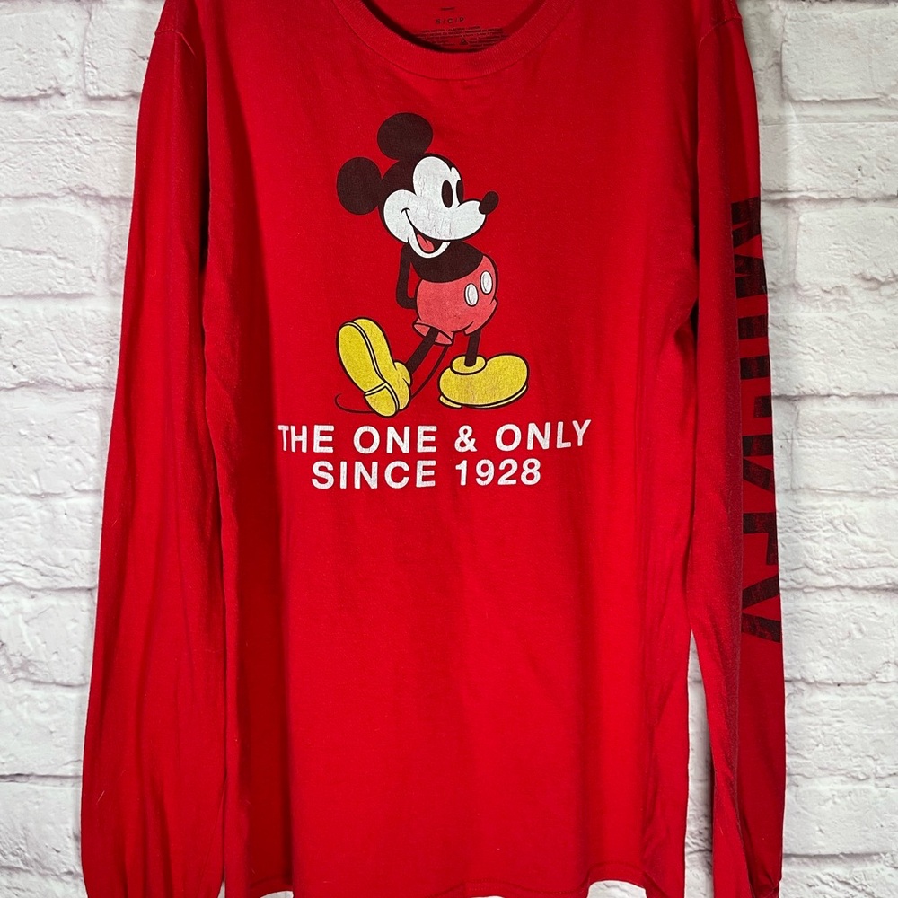 Disney Red Mickey Mouse Long Sleeve Tee S